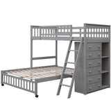Bunk Bed With 6 Drawers And Flexible Shelves, Bottom Bed With Wheels - Furniture Home Direct
