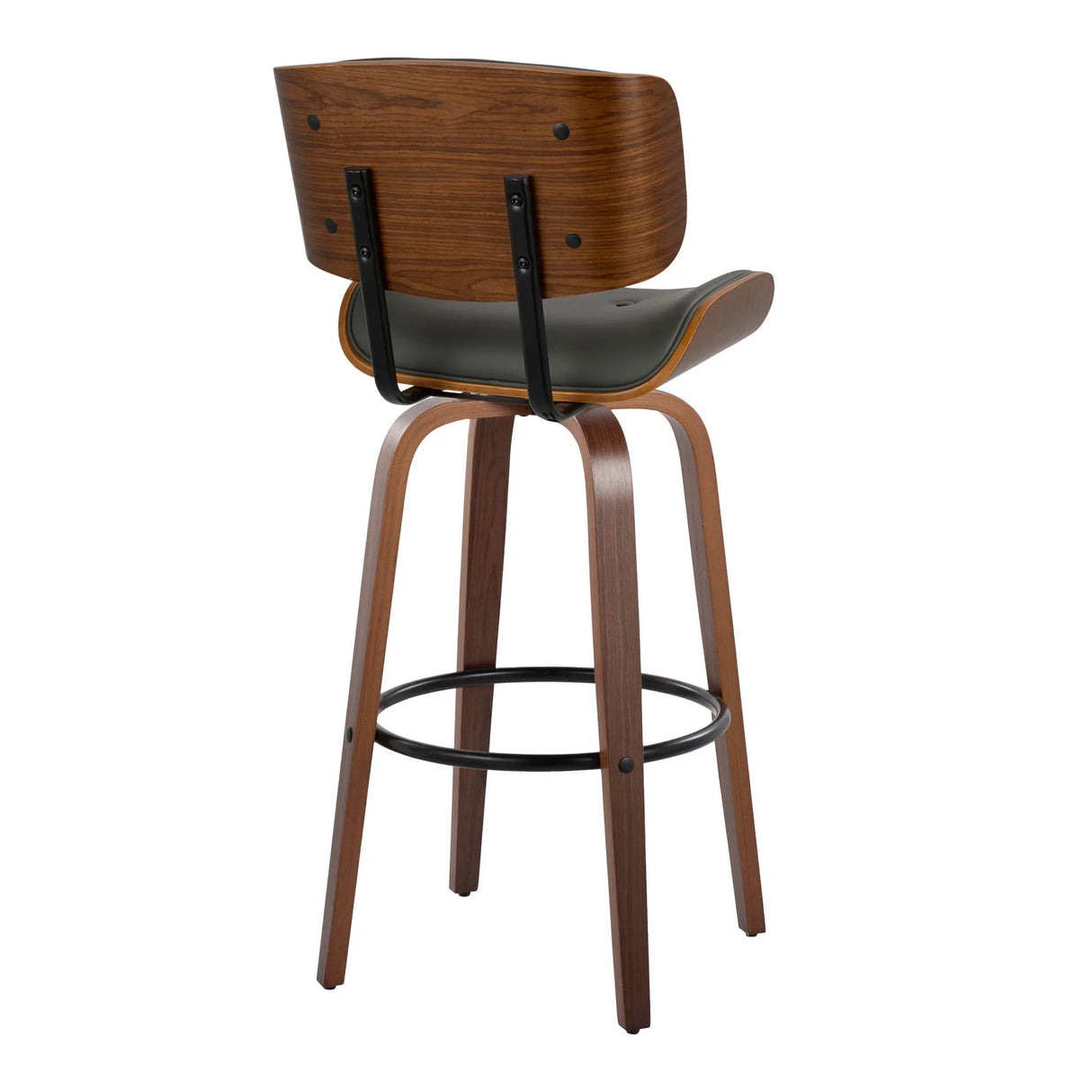 Lombardi - Mid-Century Modern Fixed Height Barstool With Swivel With Round Footrest (Set of 2) - Furniture Home Direct
