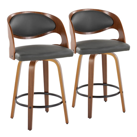 Pino - Mid Century Modern Fixed Height Barstool With Swivel With Round Footrest (Set of 2) - Furniture Home Direct
