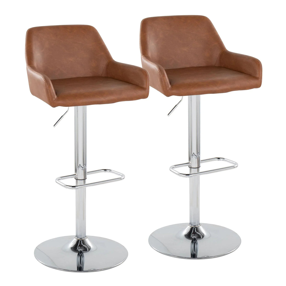 Daniella - Contemporary Adjustable Barstool With Swivel With Rounded Rectangle Footrest (Set of 2) - Furniture Home Direct