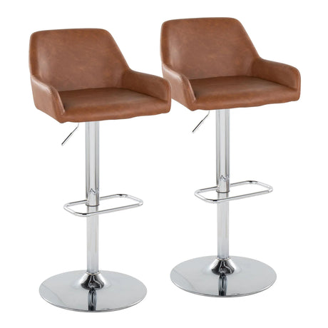 Daniella - Contemporary Adjustable Barstool With Swivel With Rounded Rectangle Footrest (Set of 2) - Furniture Home Direct