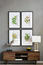 Botanical Flower Wall Art, Home Decor For Living Room Dining Room, Bedroom, Hallway (Set of 4) - White / Blue - Furniture Home Direct