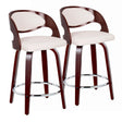 Pino - Mid Century Modern Fixed Height Barstool With Swivel With Round Footrest (Set of 2) - Furniture Home Direct