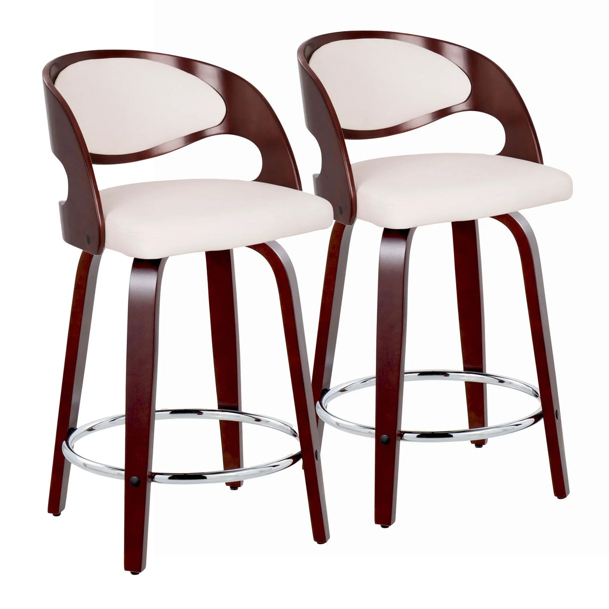 Pino - Mid Century Modern Fixed Height Barstool With Swivel With Round Footrest (Set of 2) - Furniture Home Direct