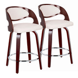 Pino - Mid Century Modern Fixed Height Barstool With Swivel With Round Footrest (Set of 2) - Furniture Home Direct