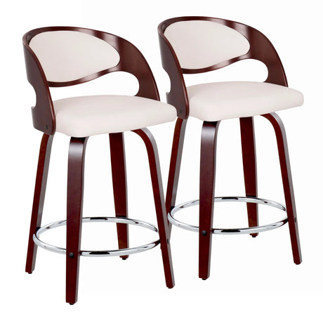 Pino - Mid Century Modern Fixed Height Barstool With Swivel With Round Footrest (Set of 2) - Furniture Home Direct