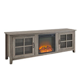 Modern Farmhouse 2 Door Glass Windowpane 70" TV Stand For 80" TVs - Furniture Home Direct