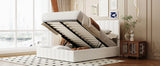 Storage Bed With Hydraulic Lift Platform, Upholstered White - Furniture Home Direct