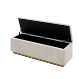 King Bed Corduroy Upholstered Storage Ottoman Light Grey - Furniture Home Direct