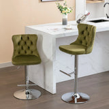 Swivel Velvet Barstools Adjusatble Seat Height From 25-33", Modern Upholstered Chrome Base Bar Stools With Backs Comfortable Tufted For Home Pub And Kitchen Island (Set of 2) - Furniture Home Direct