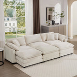 Modern Oversized Modular Cushion Sofa With Ottoman, Low Back, Deep Seating Sofa Set - Furniture Home Direct