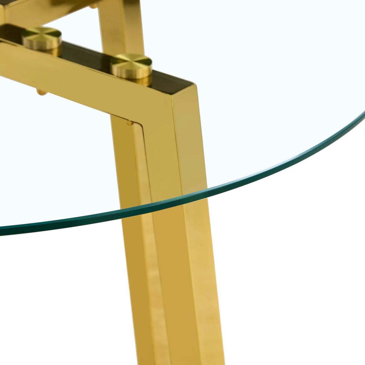 Dining Table Round Glass Top With Metal Base Finish Gold - Furniture Home Direct