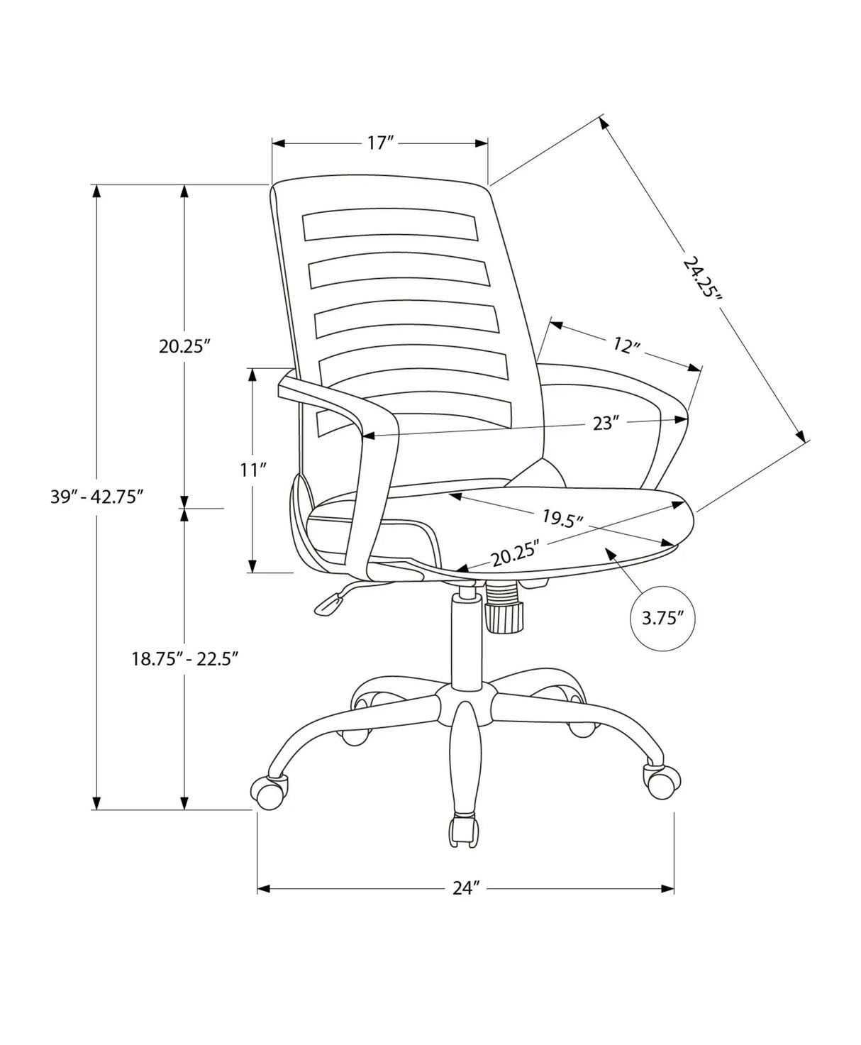 Office Chair, Adjustable Height, Swivel, Ergonomic, Armrests - Furniture Home Direct