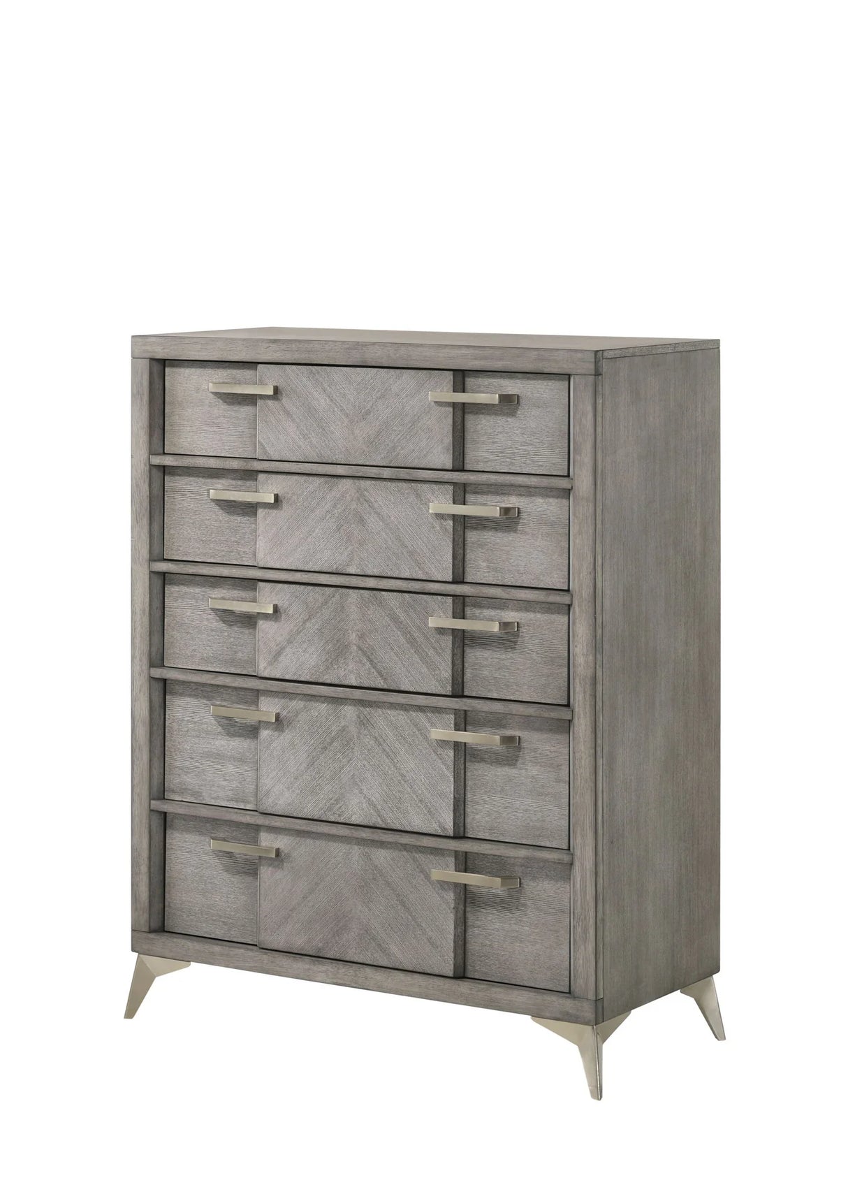 5 Drawer Chest Book Matched Veneers - Gray - Furniture Home Direct