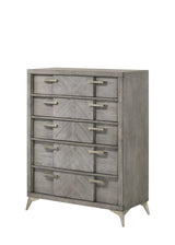 5 Drawer Chest Book Matched Veneers - Gray - Furniture Home Direct