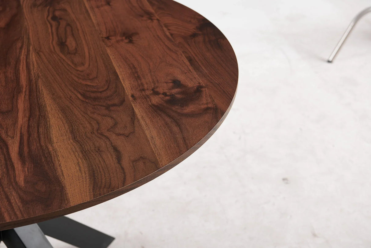 Table Mid-Century Dining Table For 4 - 6 People With Round MDF Table Top, Pedestal Dining Table, End Table Leisure Coffee Table, Cross Leg - Furniture Home Direct