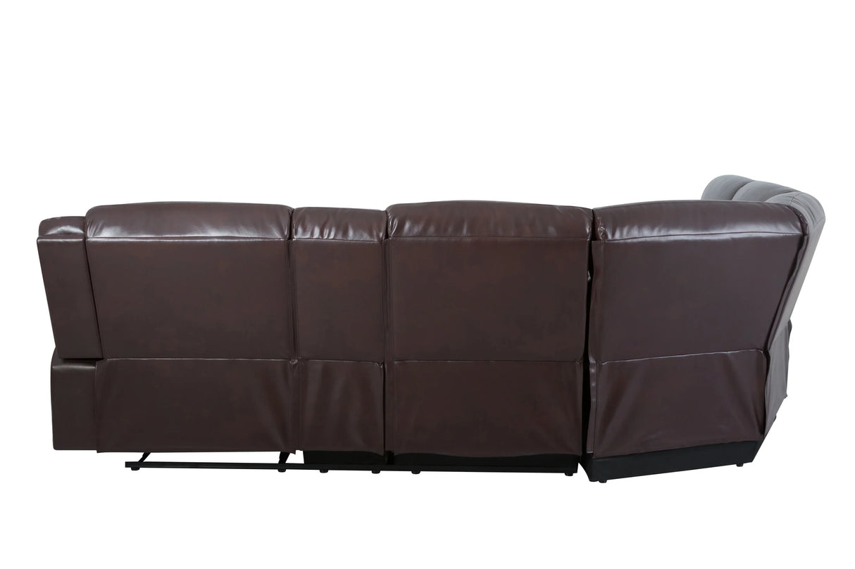 Sectional Sofa Leather Manual Reclining Family Room Brown - Furniture Home Direct