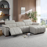 Power Reclining Sectional with USB Port - Light Gray - Furniture Home Direct