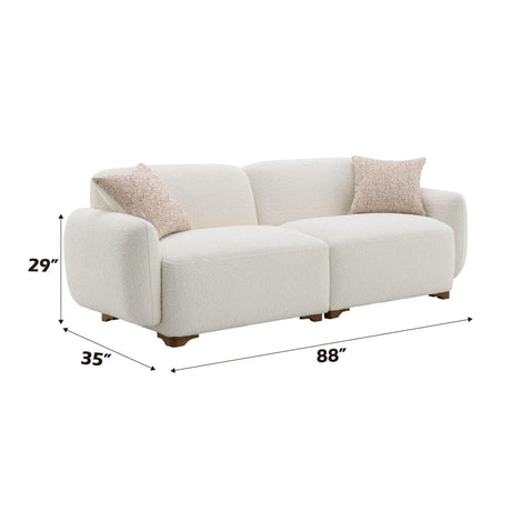 Darius - Boucle Sofa With 2 Toss Pillows - Beige - Furniture Home Direct
