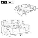 3 Seater Home Theater Recliner Manual Recliner Chair With Two Built-In Cup Holders For Living Room - Furniture Home Direct