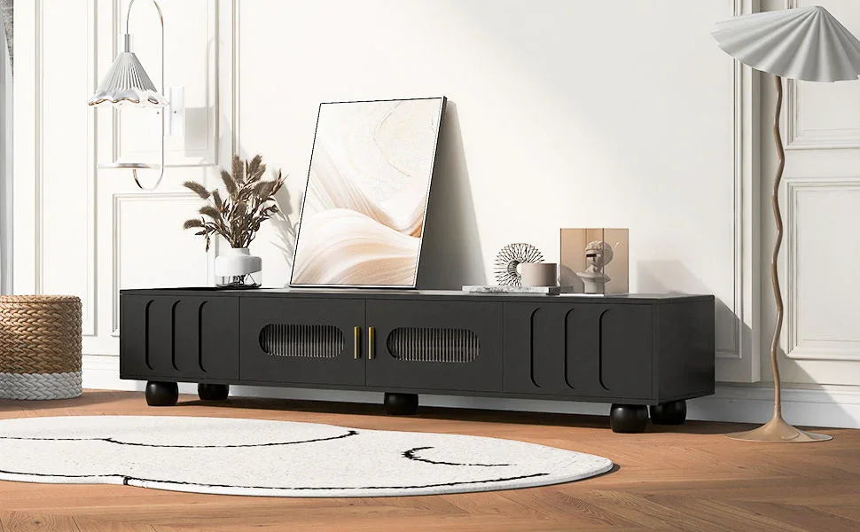 Modern TV Stand For TVs Up To 80", 2 Drawers And Cabinet - Furniture Home Direct