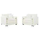 Modern Chenille Oversized Accent Chair, Comfy Single Sofa With Large Seat (Set of 2) - Furniture Home Direct