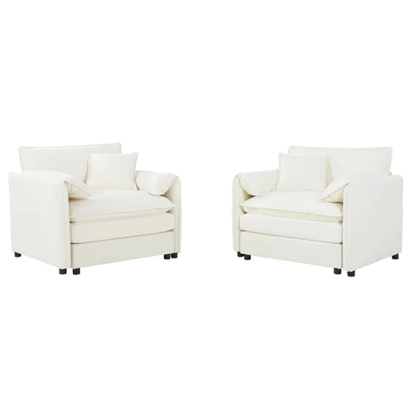 Modern Chenille Oversized Accent Chair, Comfy Single Sofa With Large Seat (Set of 2) - Furniture Home Direct