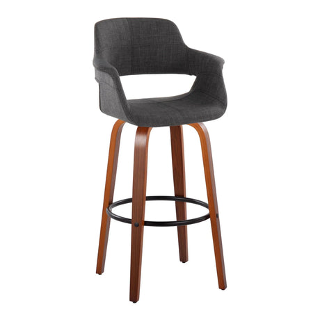 Vintage Flair - Mid Century Modern Fixed Height Barstool With Swivel With Round Footrest (Set of 2) - Furniture Home Direct