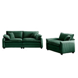 Loveseat and Chair Set - Green Corduroy - Furniture Home Direct