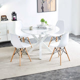 Table Cross Leg Mid-Century Dining Table For 4 - 6 People With Round MDF Table Top, Pedestal Dining Table, End Table Leisure Coffee Table - White - Furniture Home Direct