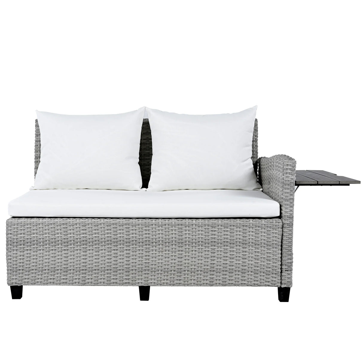 Outdoor Rattan Sectional With 2 Extendable Side Tables and Washable Covers - Furniture Home Direct