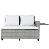 Outdoor Rattan Sectional With 2 Extendable Side Tables and Washable Covers - Furniture Home Direct