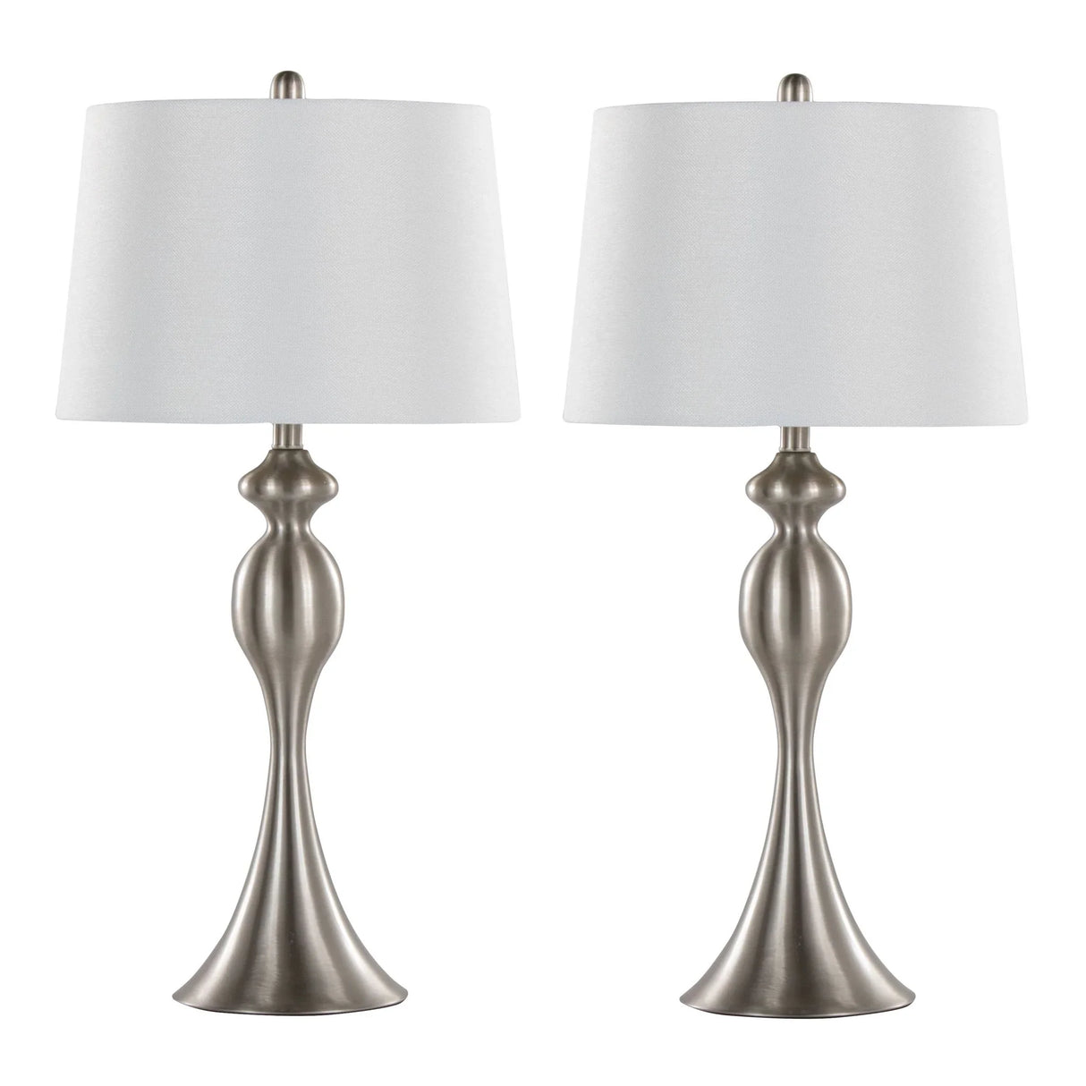 Ashland - Contemporary Table Lamp (Set of 2) - Nickel / White - Furniture Home Direct