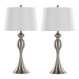 Ashland - Contemporary Table Lamp (Set of 2) - Nickel / White - Furniture Home Direct