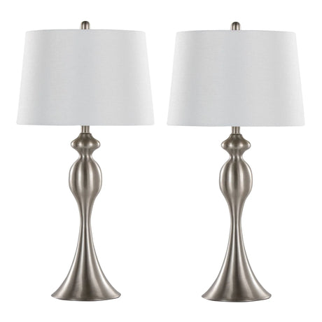 Ashland - Contemporary Table Lamp (Set of 2) - Nickel / White - Furniture Home Direct