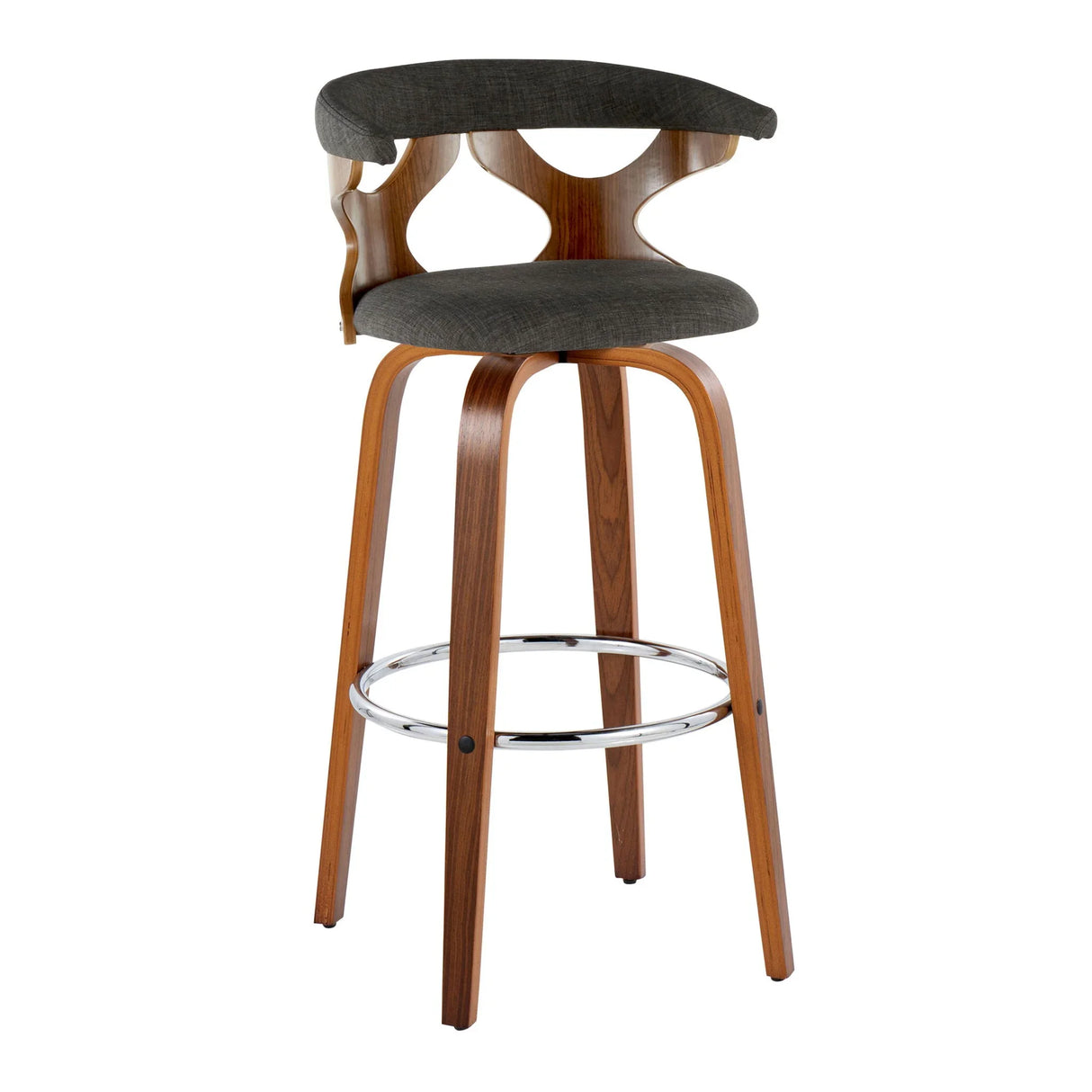 Gardenia - Mid Century Modern Fixed Height Barstool With Swivel With Round Footrest (Set of 2) - Furniture Home Direct