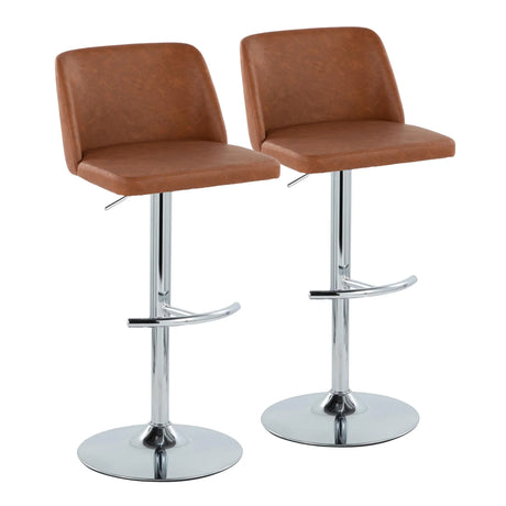 Toriano - Contemporary Adjustable Barstool With Swivel & Rounded T Footrest (Set of 2) - Furniture Home Direct