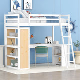 Loft Bed With Ladder, Shelves, And Desk - Furniture Home Direct