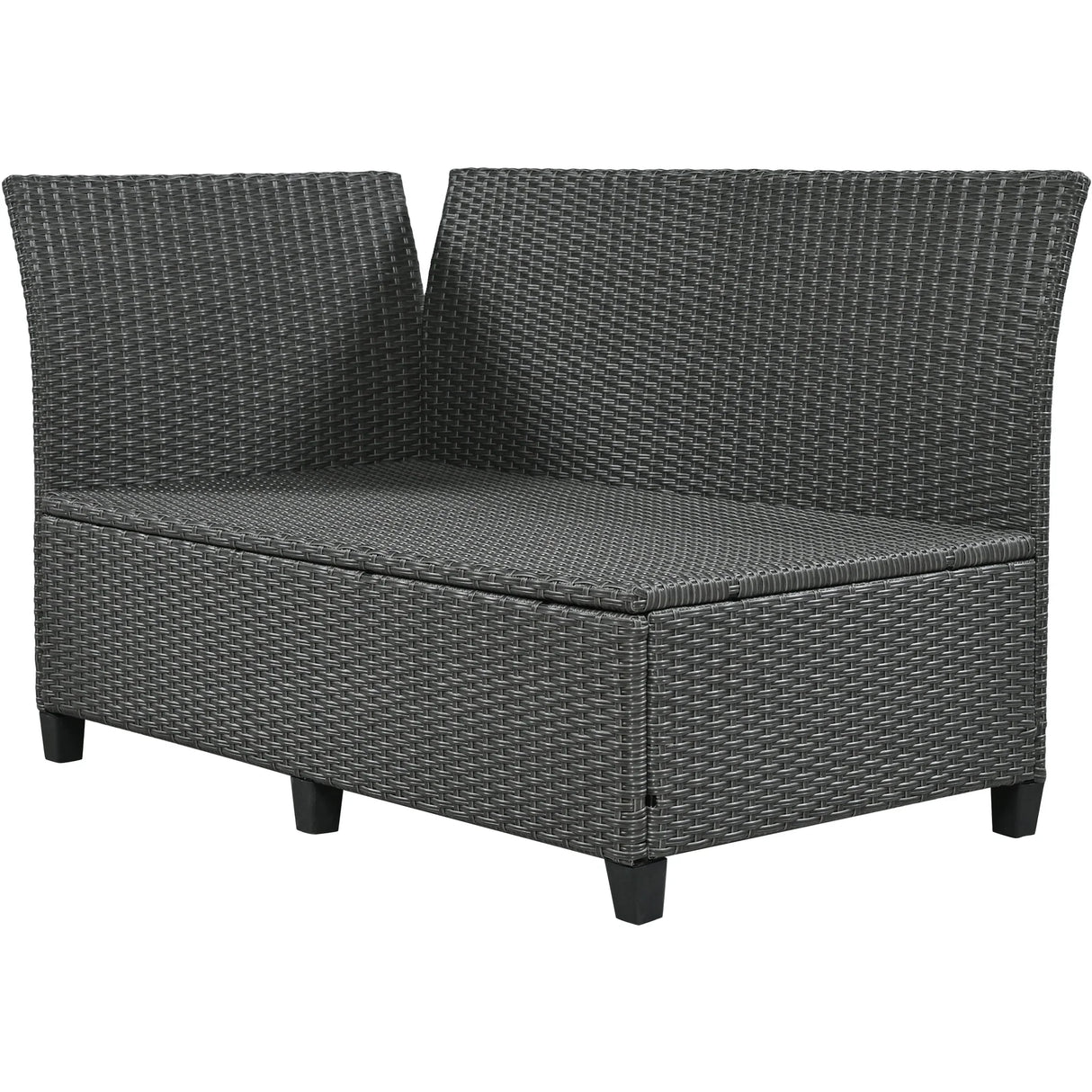Outdoor Sectional With Side Tables, Tables and Sitting Ottoman- Gray - Furniture Home Direct