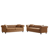 2 PC Living Room Set With Solid Frame - Light Brown - Furniture Home Direct