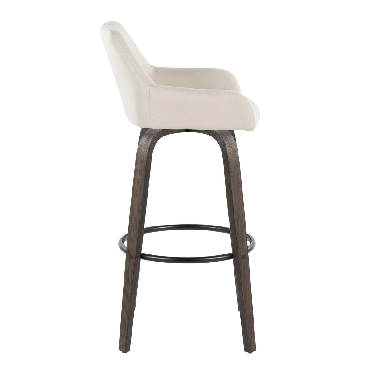 Daniella - Contemporary Fixed Height, Barstool With Swivel With Round Footrest (Set of 2) - Furniture Home Direct