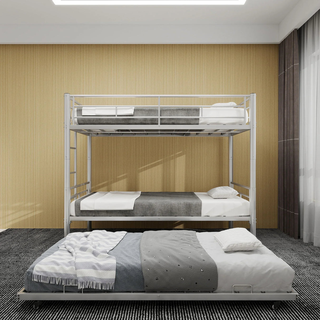 Bunk Bed For Kids, Convertible Frame With Ladders & Guardrail - Furniture Home Direct