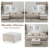 113.3 Modular Sectional With Ottoman And USB C Ports Beige - Furniture Home Direct