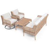 4 Piece Outdoor Patio Set with Swivel Chairs - Beige - Furniture Home Direct