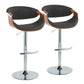 Curvo - Mid Century Modern Adjustable Barstool With Swivel With Rounded T Footrest (Set of 2) - Furniture Home Direct