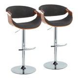 Curvo - Mid Century Modern Adjustable Barstool With Swivel With Rounded T Footrest (Set of 2) - Furniture Home Direct
