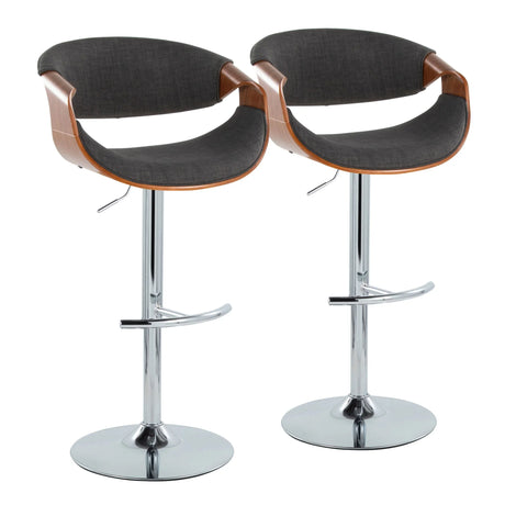 Curvo - Mid Century Modern Adjustable Barstool With Swivel With Rounded T Footrest (Set of 2) - Furniture Home Direct