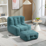 Modern Indoor Fluffy Bean Bag Chair With Memory Foam And Ottoman, Super Soft - Furniture Home Direct