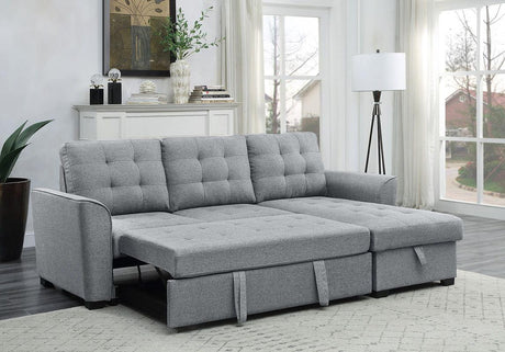 Avery - Sleeper Sectional Sofa With Reversible Storage Chaise - Light Gray - Furniture Home Direct