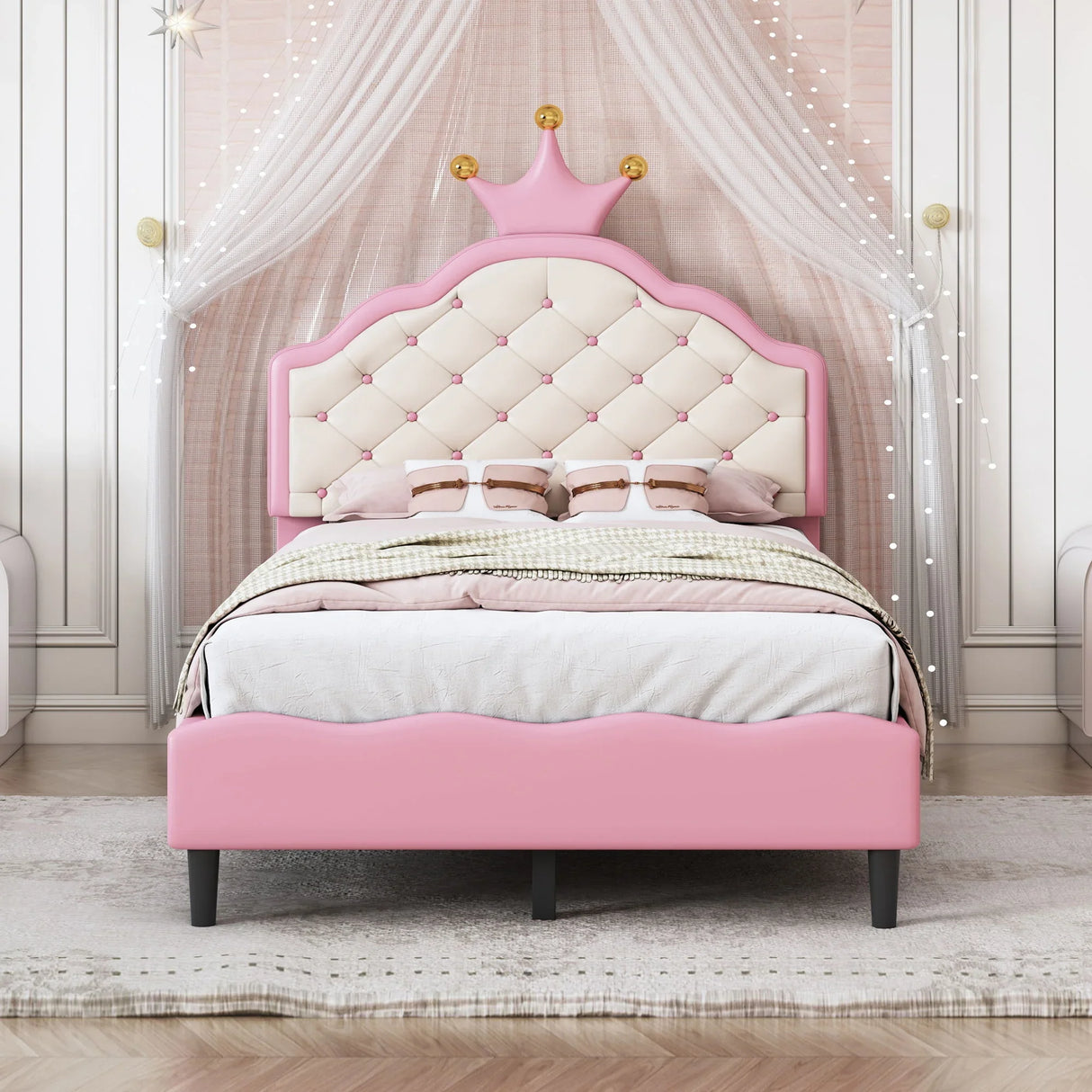 Lovely Crown Fantasy Princess Bed With Tufted Headboard - Furniture Home Direct